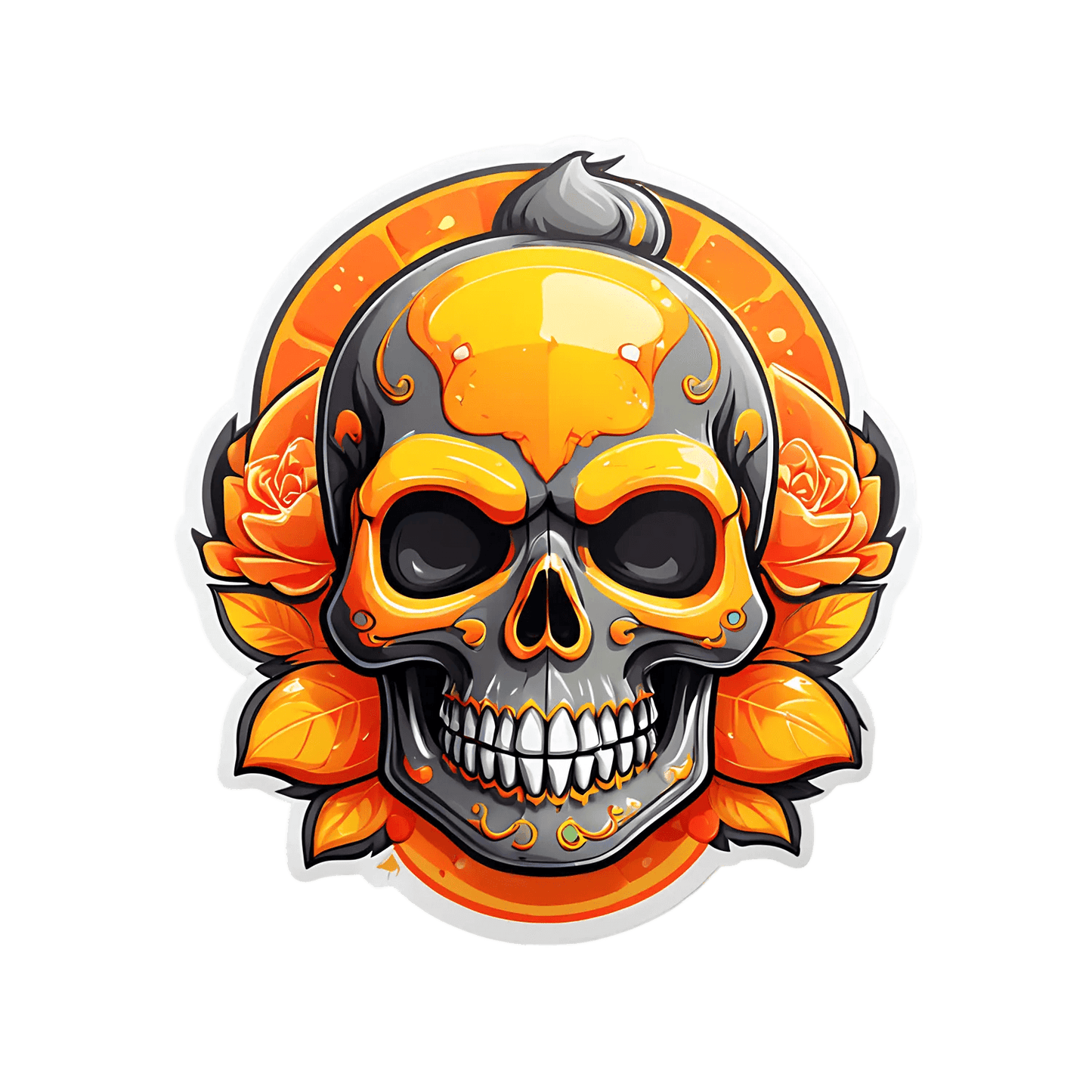 Skull Roses Sticker - Vibrant UV DTF Design - Heat Press Transfer