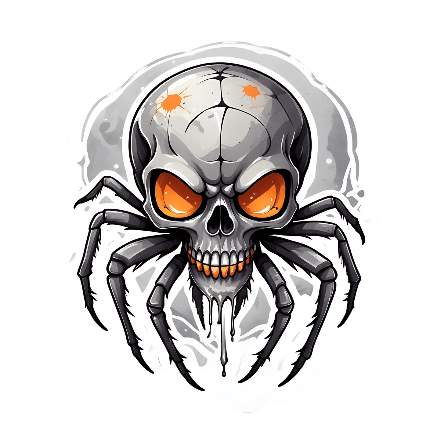 Skull Spider Sticker - Halloween Decor - Heat Press Transfer