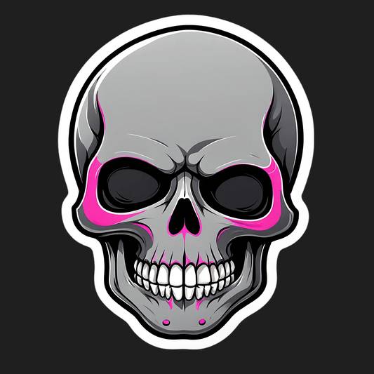 Skull Sticker - Pink Neon-Glow Effect - Heat Press Transfer