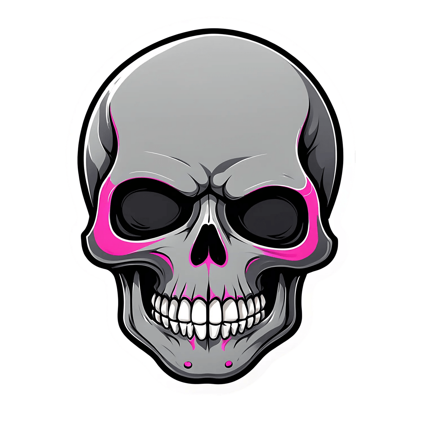 Skull Sticker - Pink Neon-Glow Effect - Heat Press Transfer