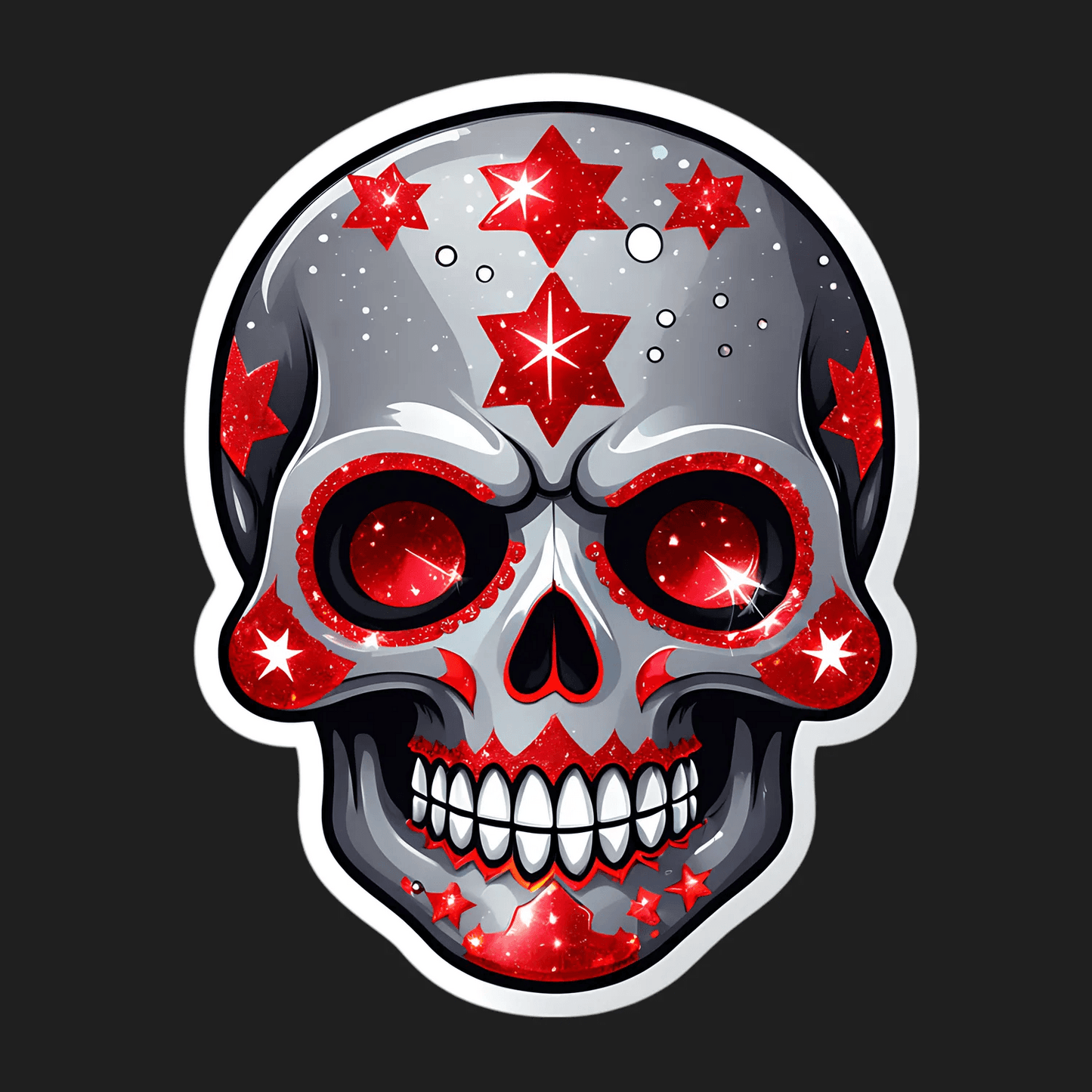 Skull Sticker - Red Star Decor - Heat Press Transfer