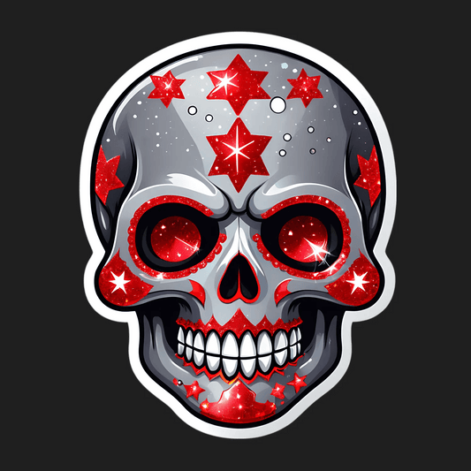 Skull Sticker - Red Star Decor - Heat Press Transfer
