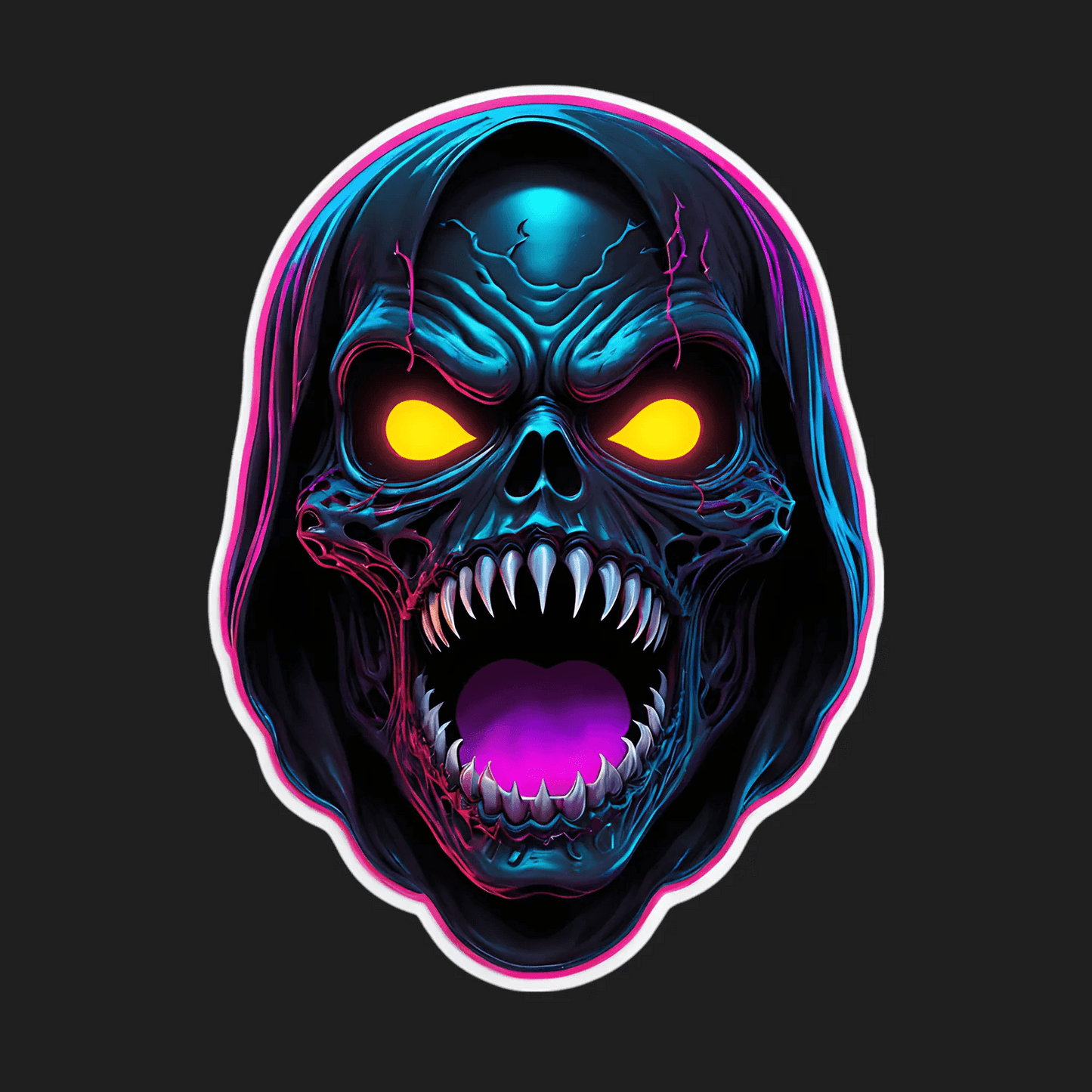 Skull UV Glow - Sticker - Heat Press Transfer