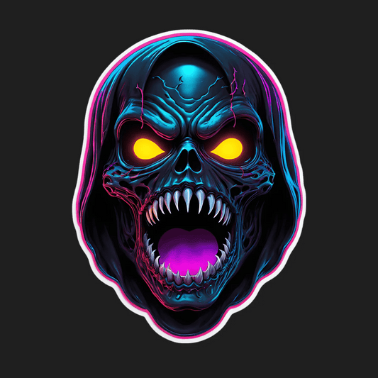 Skull UV Glow - Sticker - Heat Press Transfer