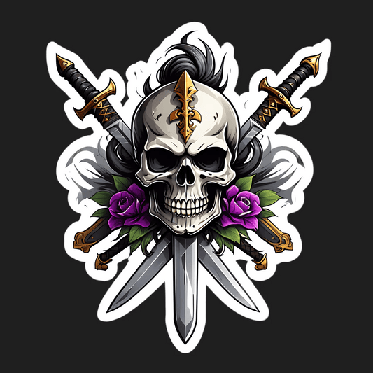 Skull and Swords - UV DTF Sticker - Heat Press Transfer