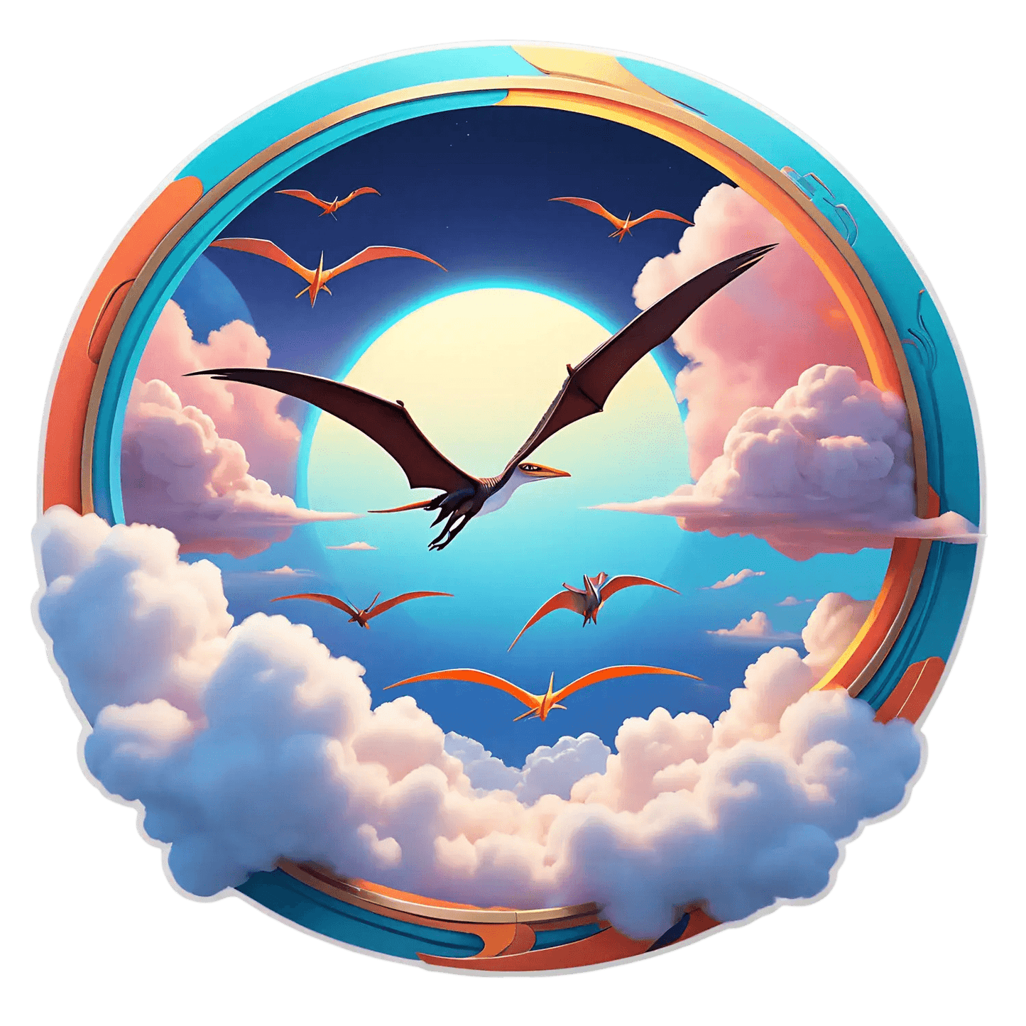 Sky Pterodactyl Sunrise - Sticker - Heat Press Transfer