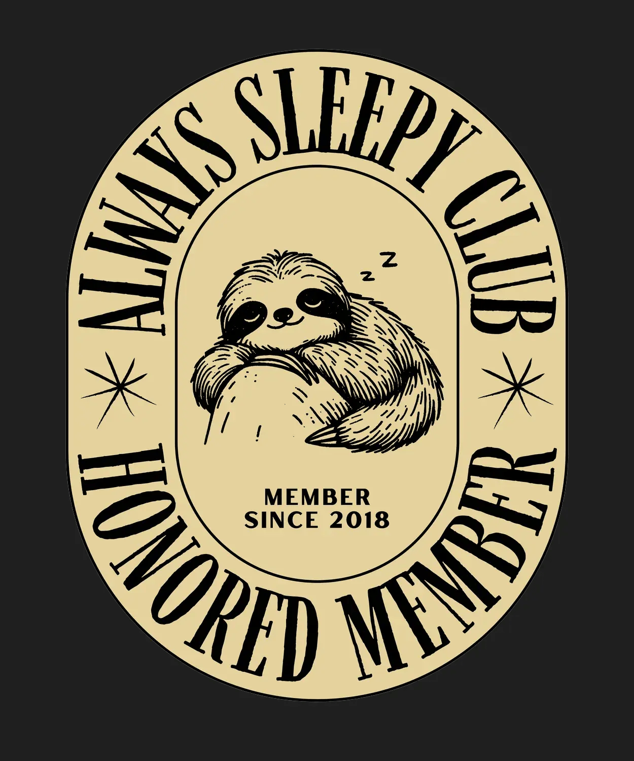 Sleepy Sloth Club - DTF Ready to Press - Heat Press Transfer
