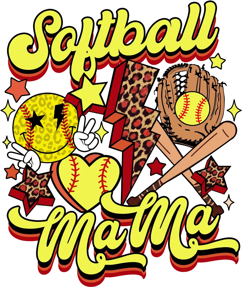 Softball Mama Design - DTF Ready To Press - Heat Press Transfer