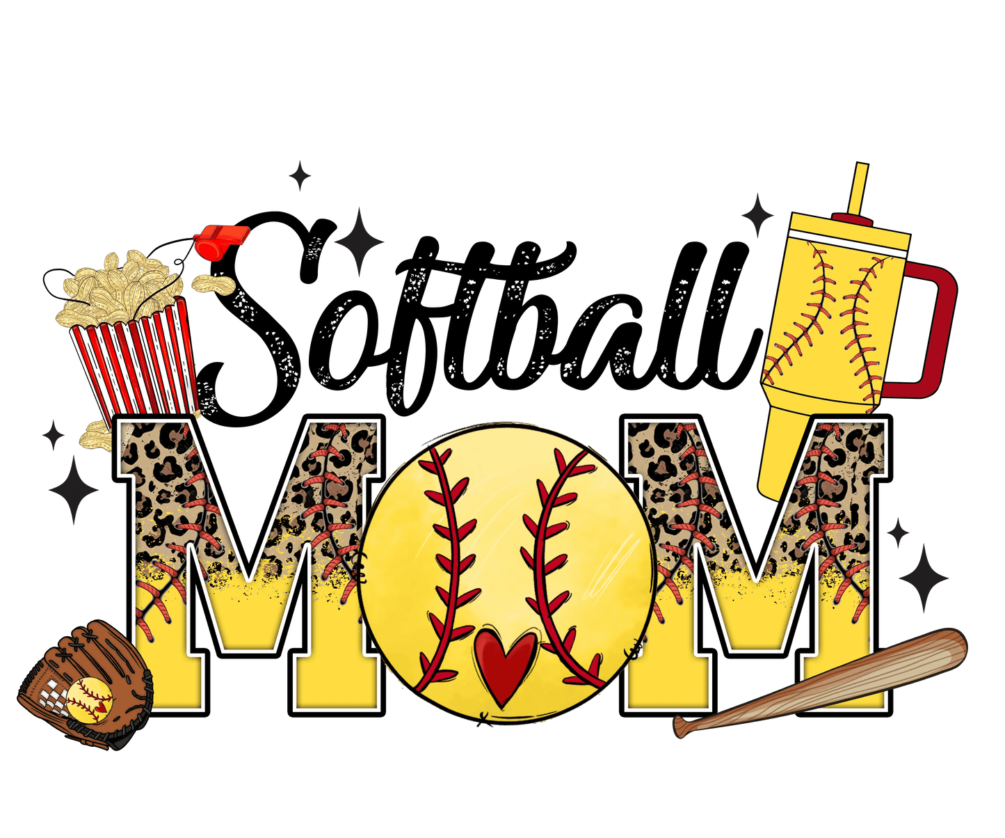 Softball Mom Design - DTF Ready To Press - Heat Press Transfer
