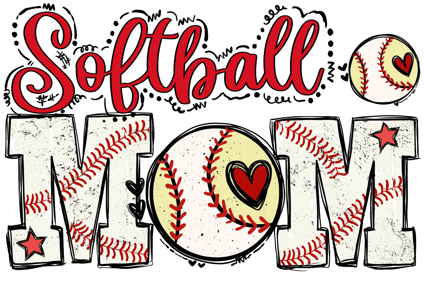 Softball Mom Design - DTF Ready To Press - Heat Press Transfer