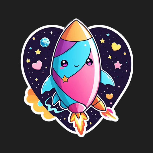 Space Rocket - Kawaii Sticker - Heat Press Transfer