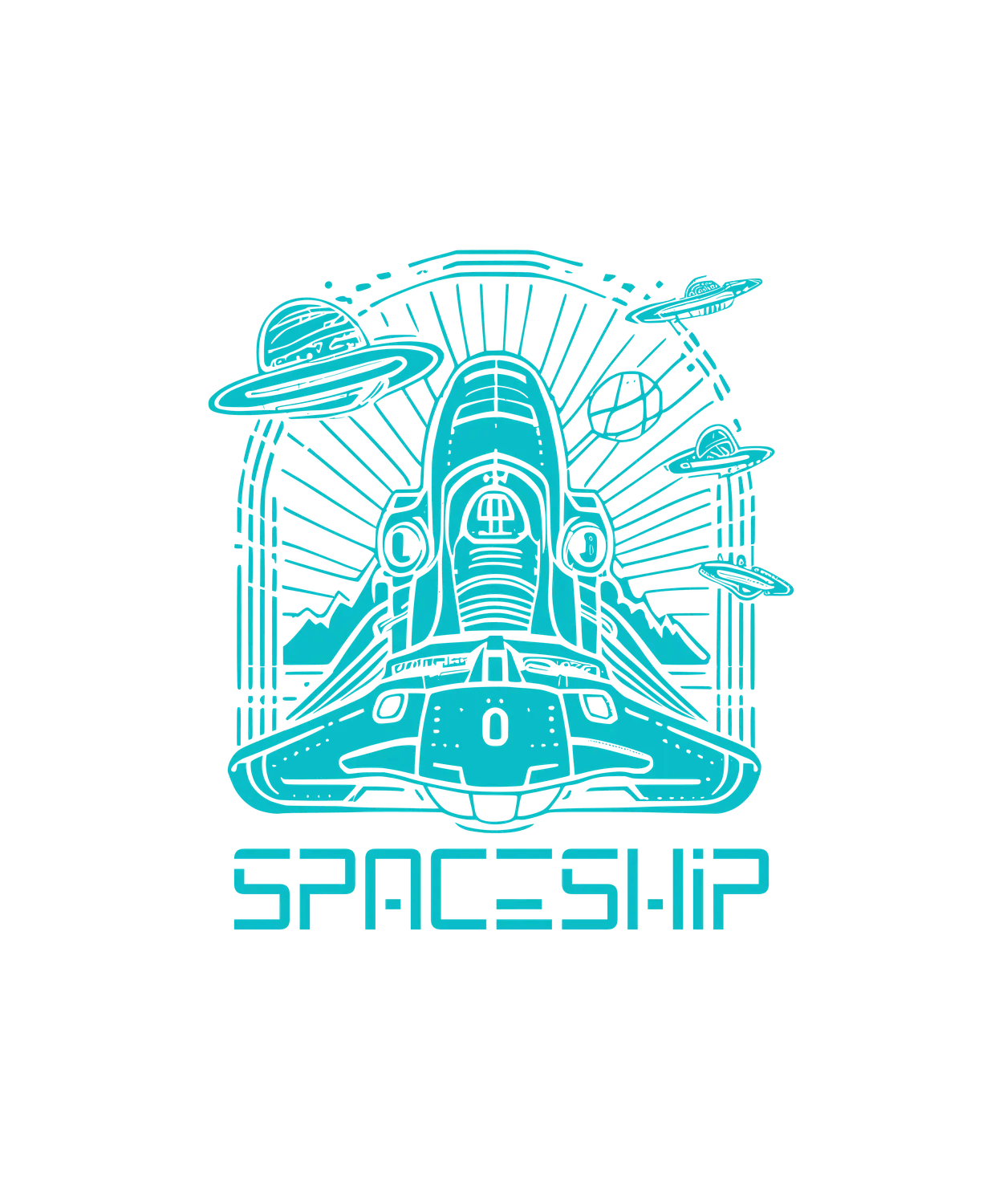 Spaceship Graphic - DTF Ready to Press (original)