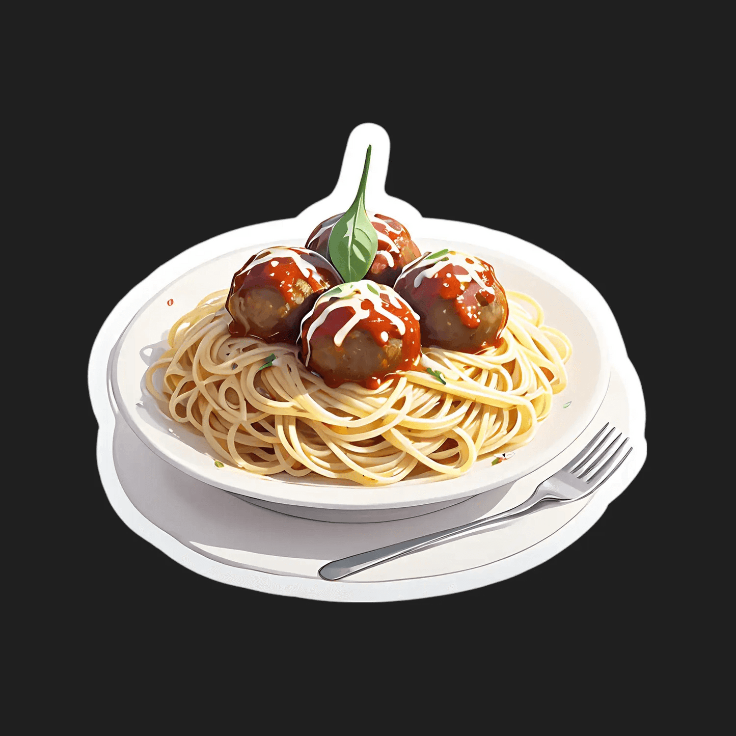 Spaghetti Meatballs - Italian Cuisine Sticker - Heat Press Transfer