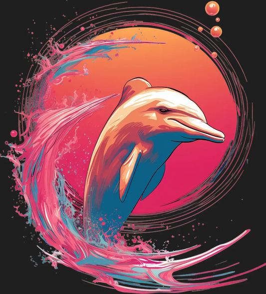 Splash Dolphin Art - DTF Ready to Press - Heat Press Transfer