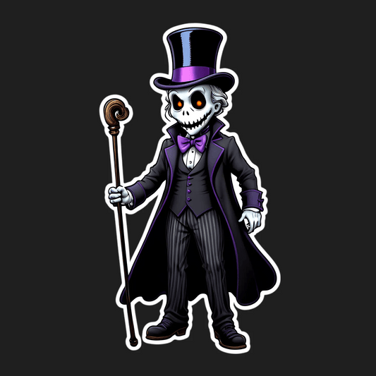 Spooky Skeleton Gentleman - UV Sticker - Heat Press Transfer