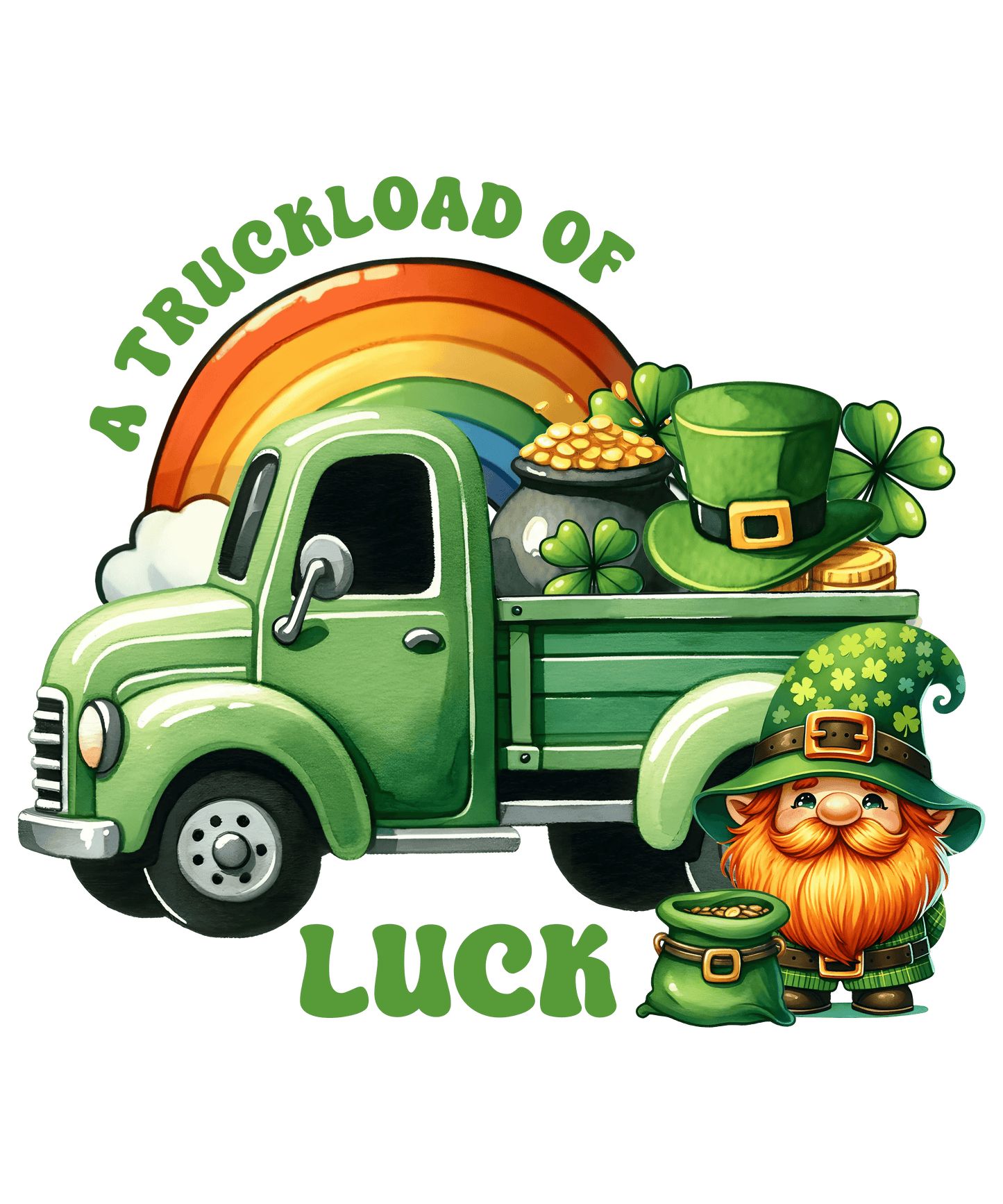 St Patrick's Day Irish Lepechaun Truck Design - DTF Ready To Press - Heat Press Transfer