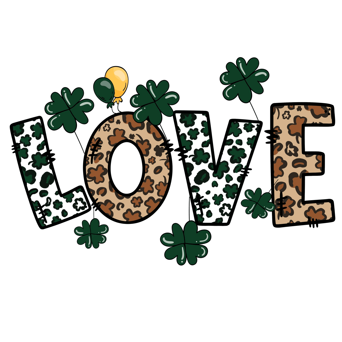 St Patrick's Day Love Leopard Design - DTF Ready To Press - Heat Press Transfer