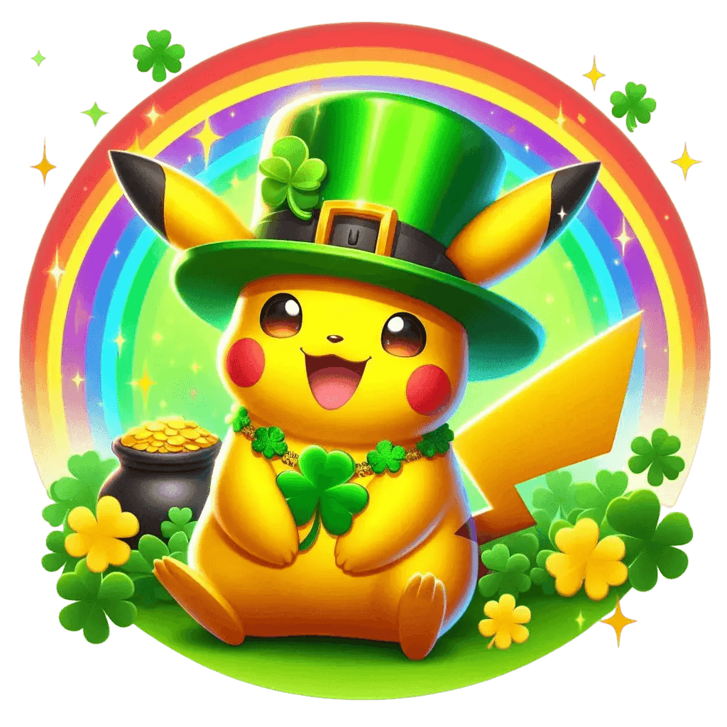 St Patrick's Day Pikachu Pokemon Design - DTF Ready To Press - Heat Press Transfer