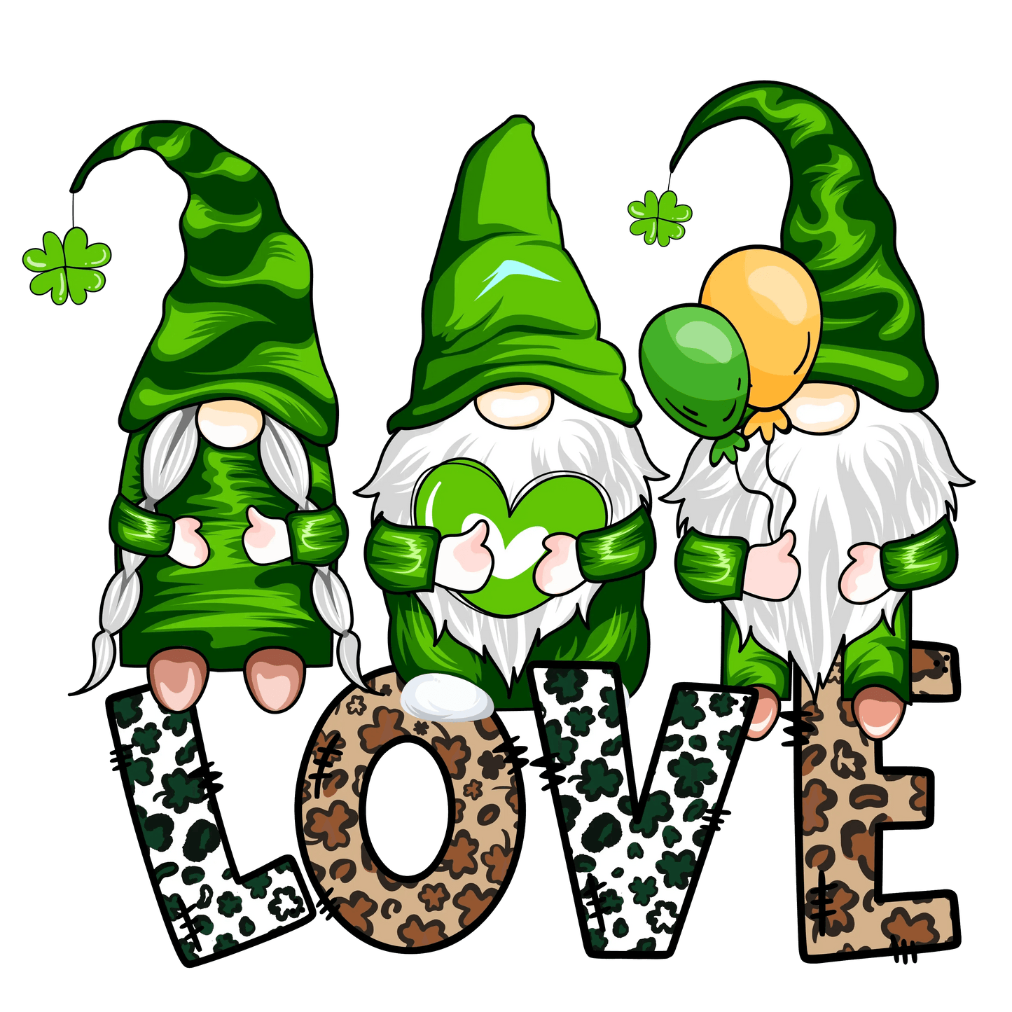 St Patricks Day Love Gnomes Design - DTF Ready To Press - Heat Press Transfer