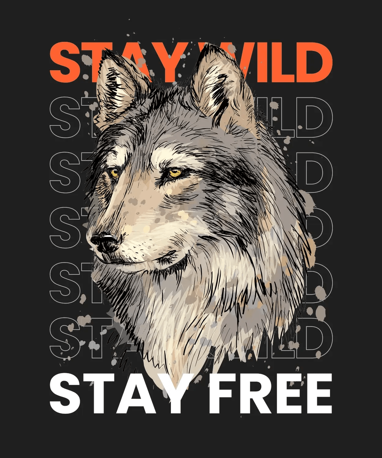 Stay Wild Stay Free - DTF Ready to Press (black_bg)