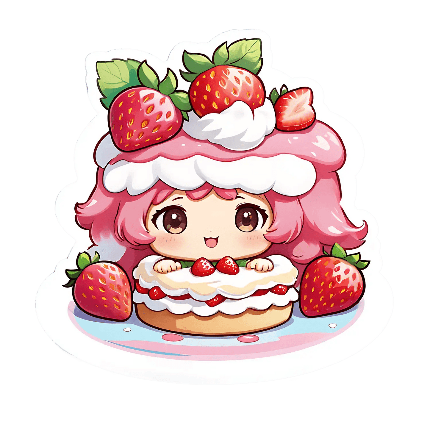 Strawberry Cake Girl - Sticker - Heat Press Transfer