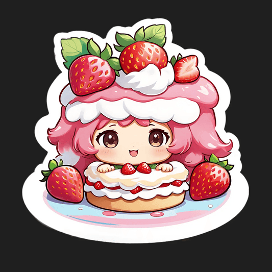 Strawberry Cake Girl - Sticker - Heat Press Transfer