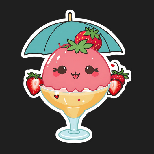 Strawberry Dessert Sticker - Cute Summer Treat - Heat Press Transfer