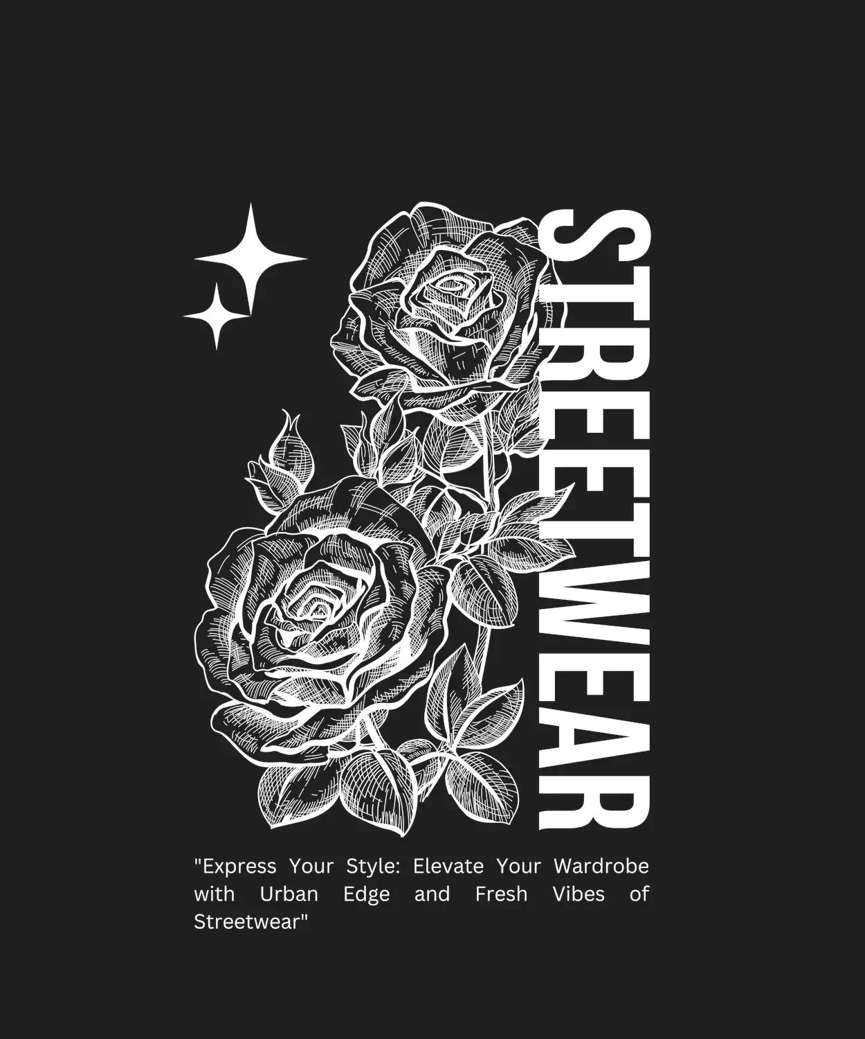 Streetwear Roses - DTF Ready to Press (black_bg)