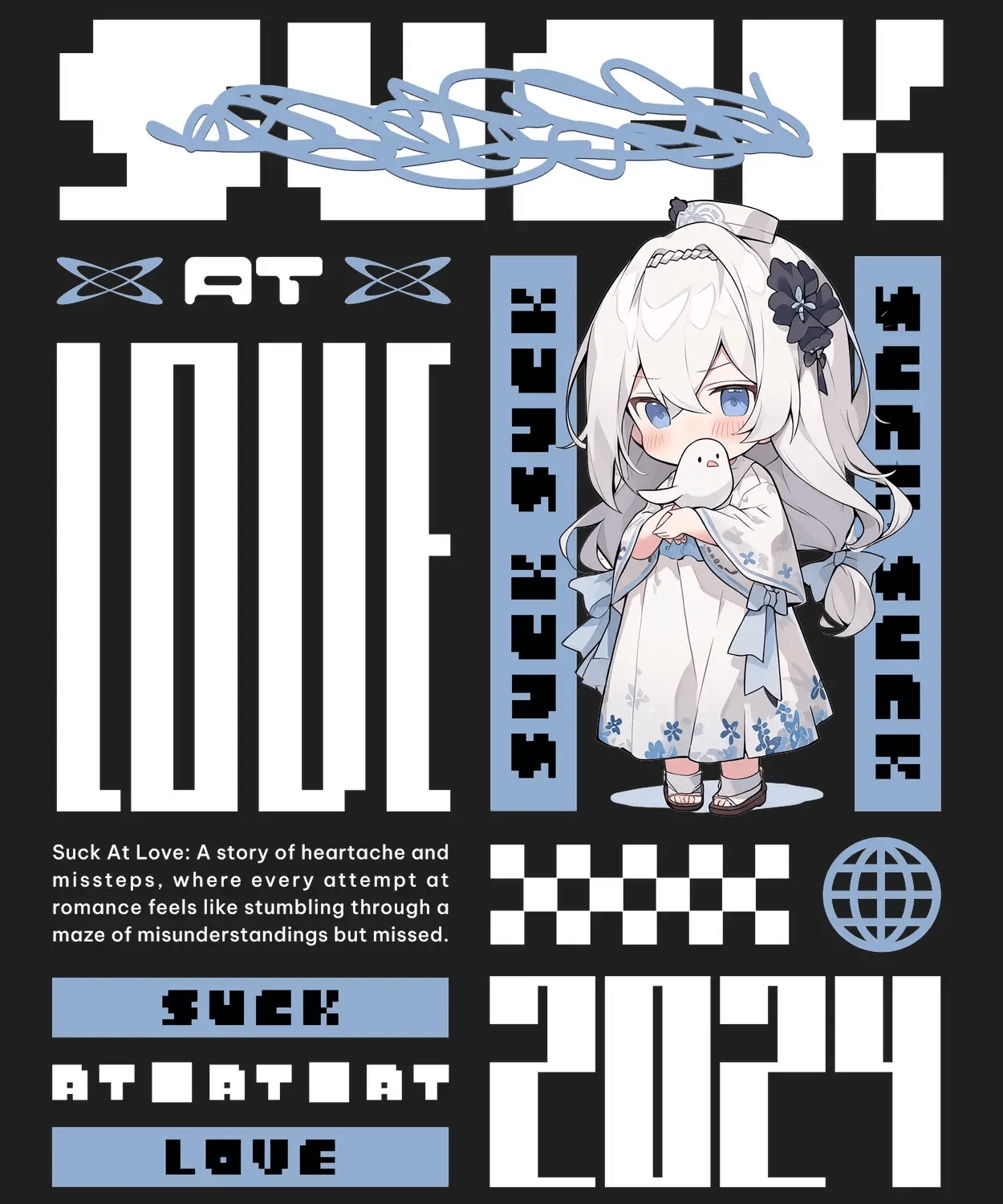 Suck at Love - DTF Ready to Press (black_bg)