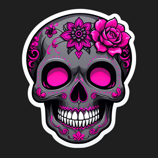 Sugar Skull - Floral Sticker - Heat Press Transfer