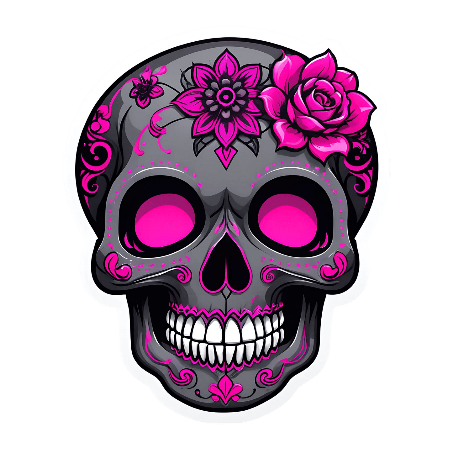 Sugar Skull - Floral Sticker - Heat Press Transfer