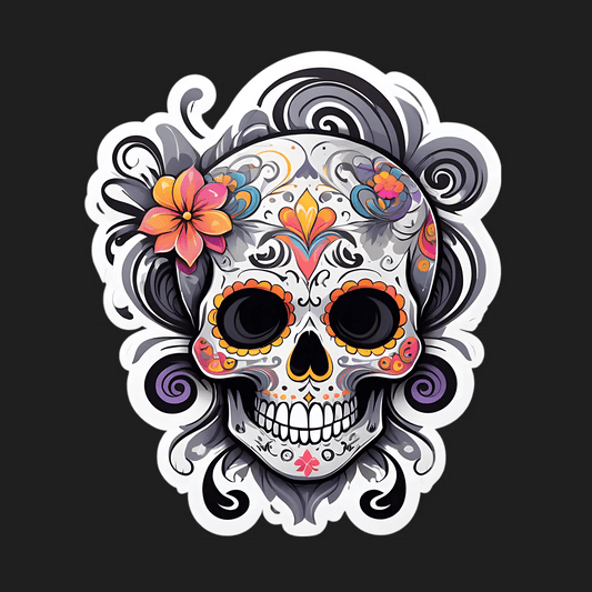 Sugar Skull Art - Sticker - Heat Press Transfer