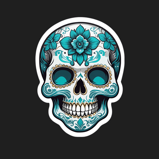 Sugar Skull Decor - Floral Sticker - Heat Press Transfer
