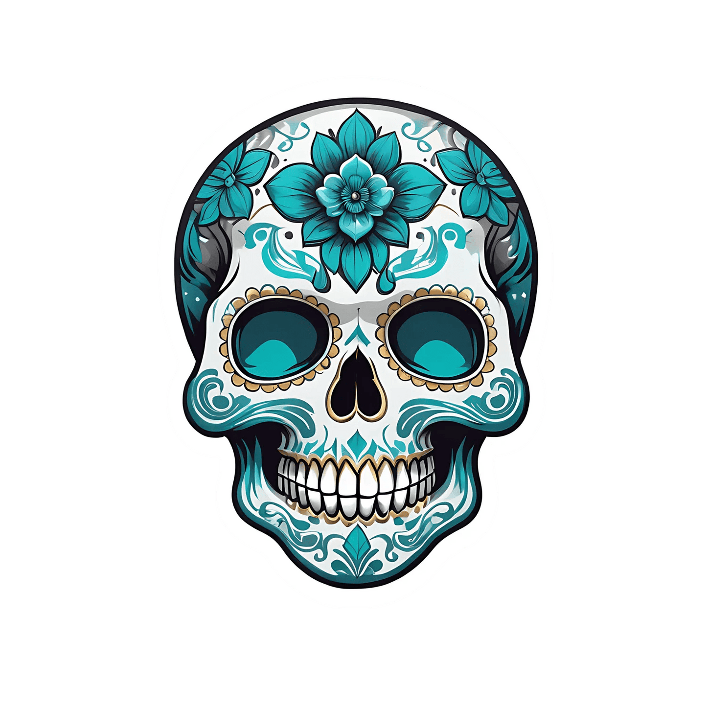 Sugar Skull Decor - Floral Sticker - Heat Press Transfer
