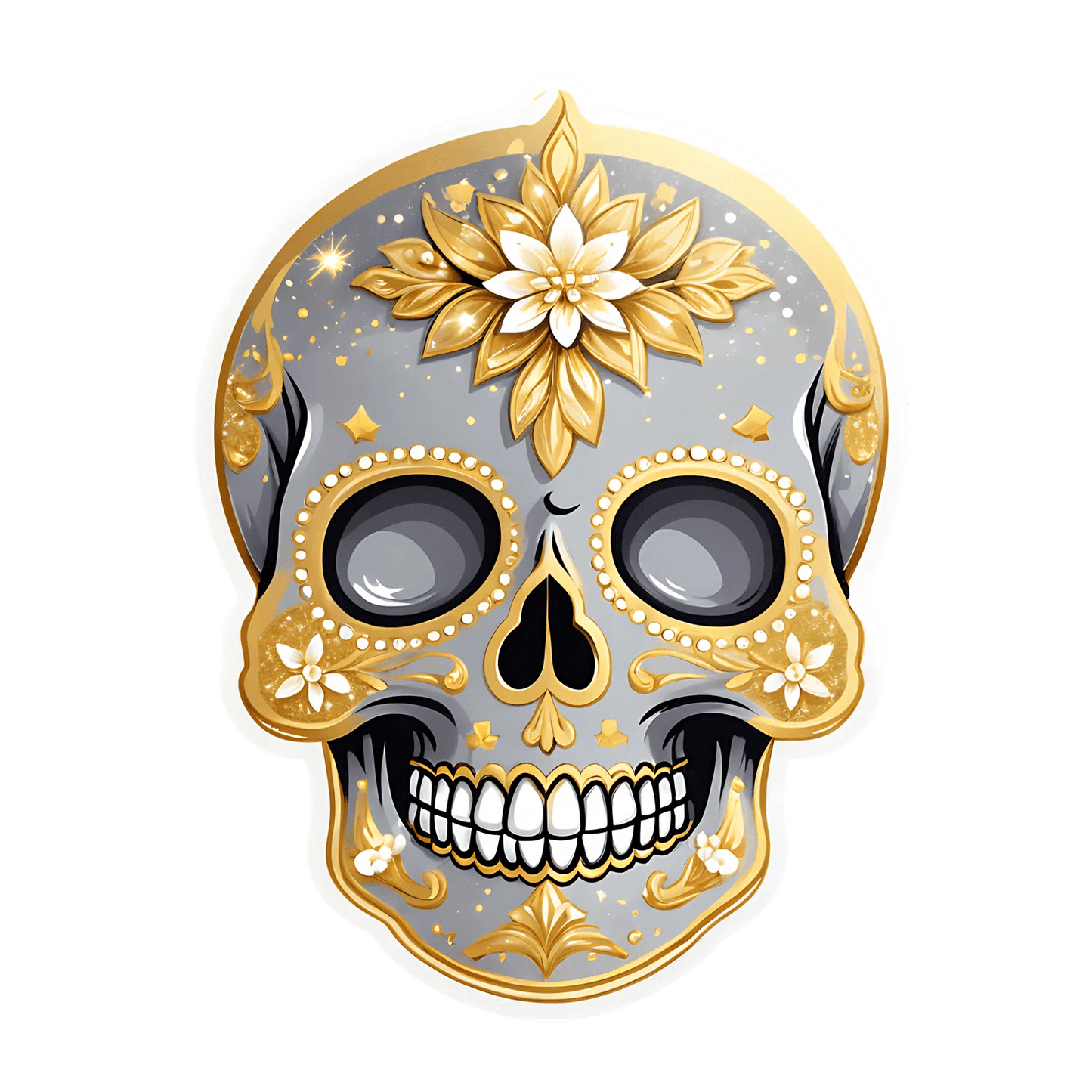 Sugar Skull Sticker - Decorative UV DTF - Heat Press Transfer