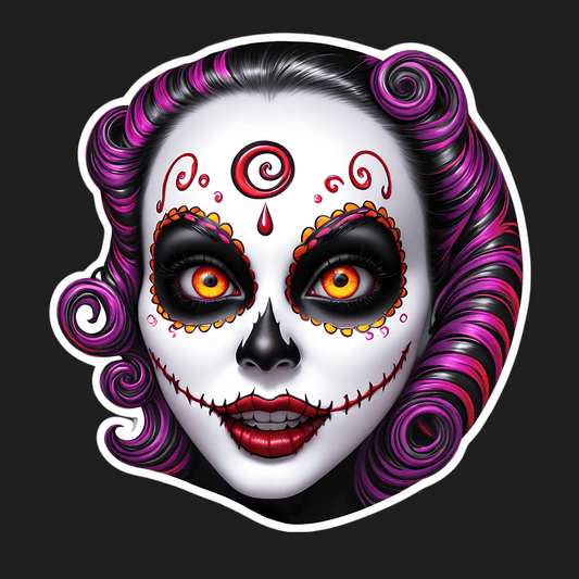 Sugar Skull Sticker - UV Printed Design - Heat Press Transfer