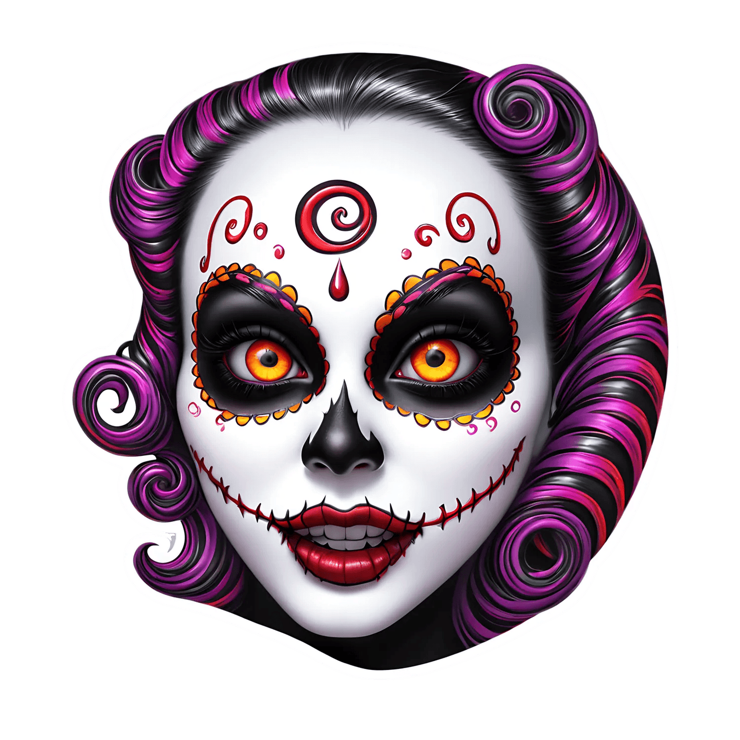 Sugar Skull Sticker - UV Printed Design - Heat Press Transfer