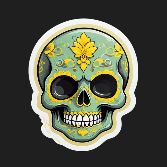 Sugar Skull Sticker - Unique Floral Design - Heat Press Transfer
