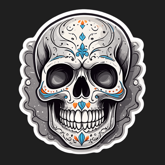 Sugar Skull Sticker - Vibrant Decorative Decal - Heat Press Transfer