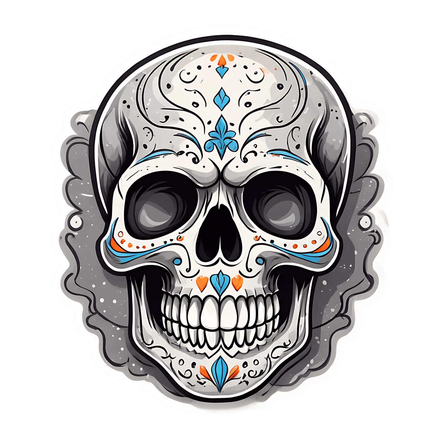 Sugar Skull Sticker - Vibrant Decorative Decal - Heat Press Transfer