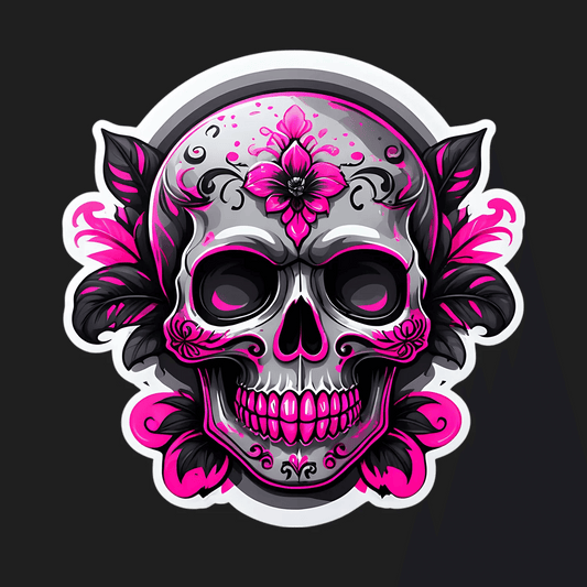 Sugar Skull Sticker - Vibrant Gothic Design - Heat Press Transfer