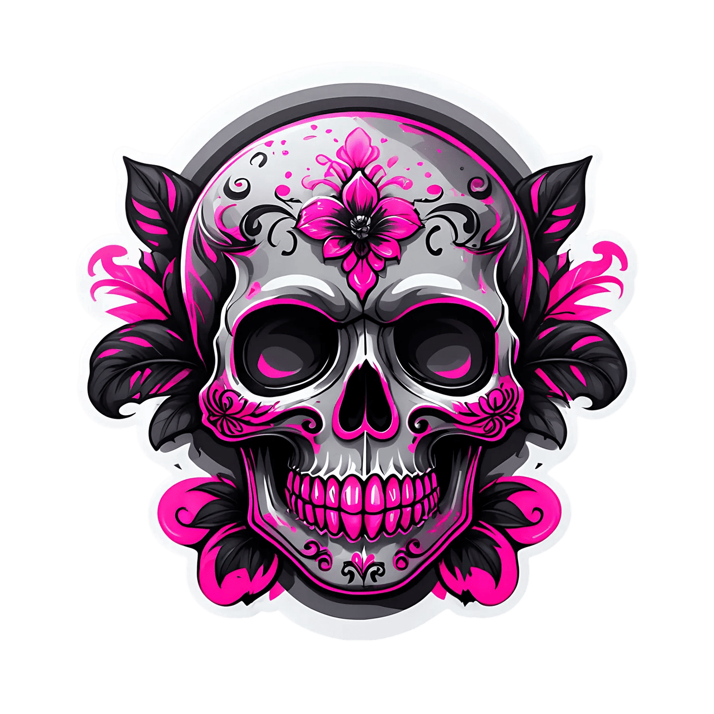 Sugar Skull Sticker - Vibrant Gothic Design - Heat Press Transfer