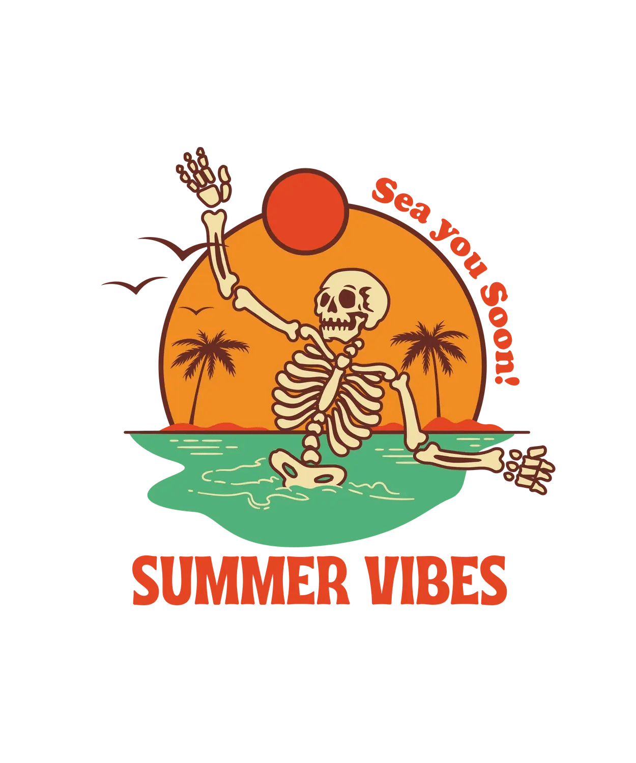 Summer Vibes Skeleton - DTF Ready to Press (original)