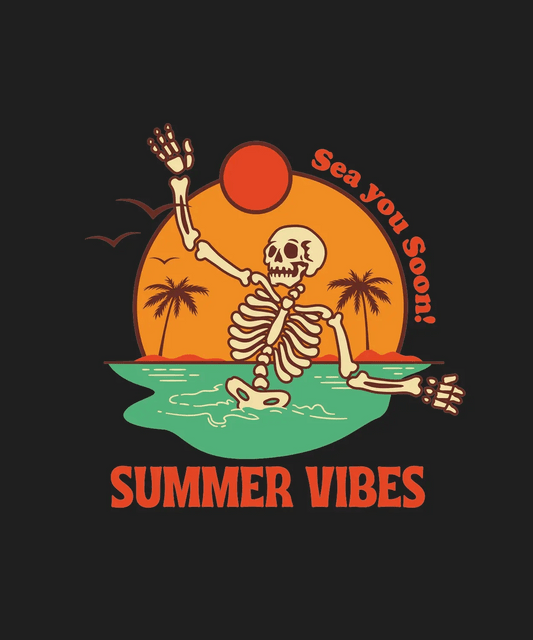 Summer Vibes Skeleton - DTF Ready to Press - Heat Press Transfer