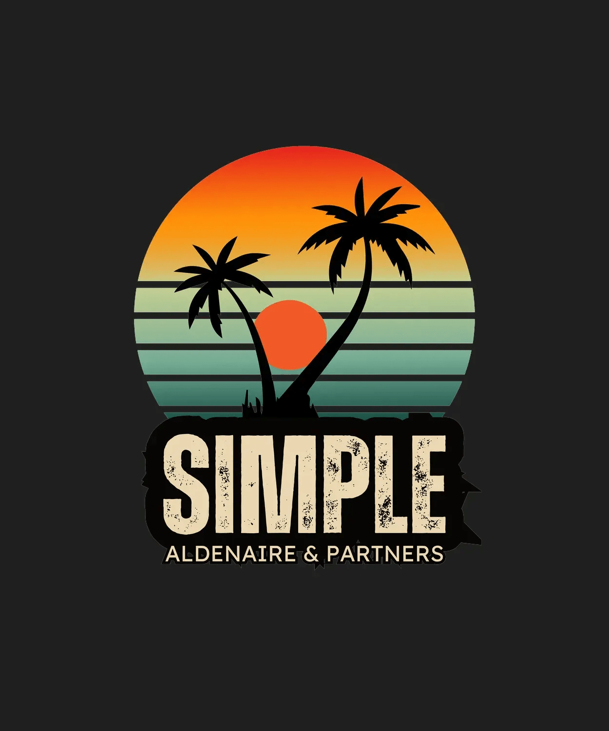 Sunset Palm - DTF Ready to Press Simple Design (black_bg)