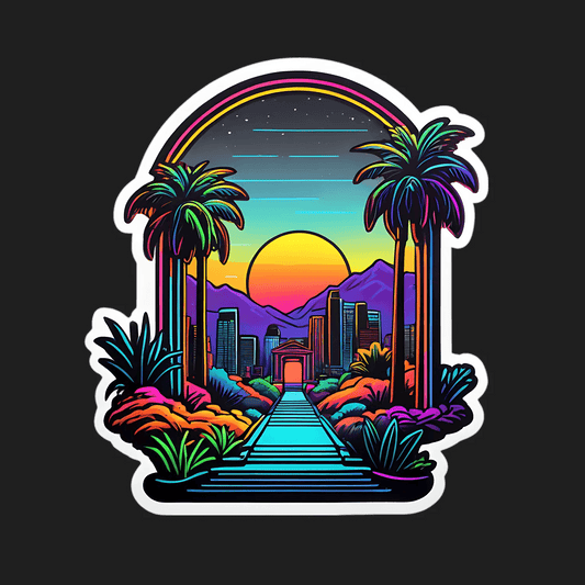 Sunset Cityscape Sticker - Vibrant UV DTF - Heat Press Transfer