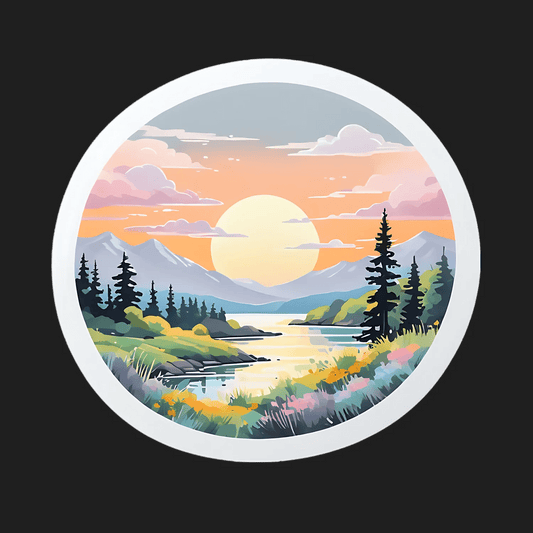 Sunset Scenery Sticker - Vibrant UV DTF - Heat Press Transfer