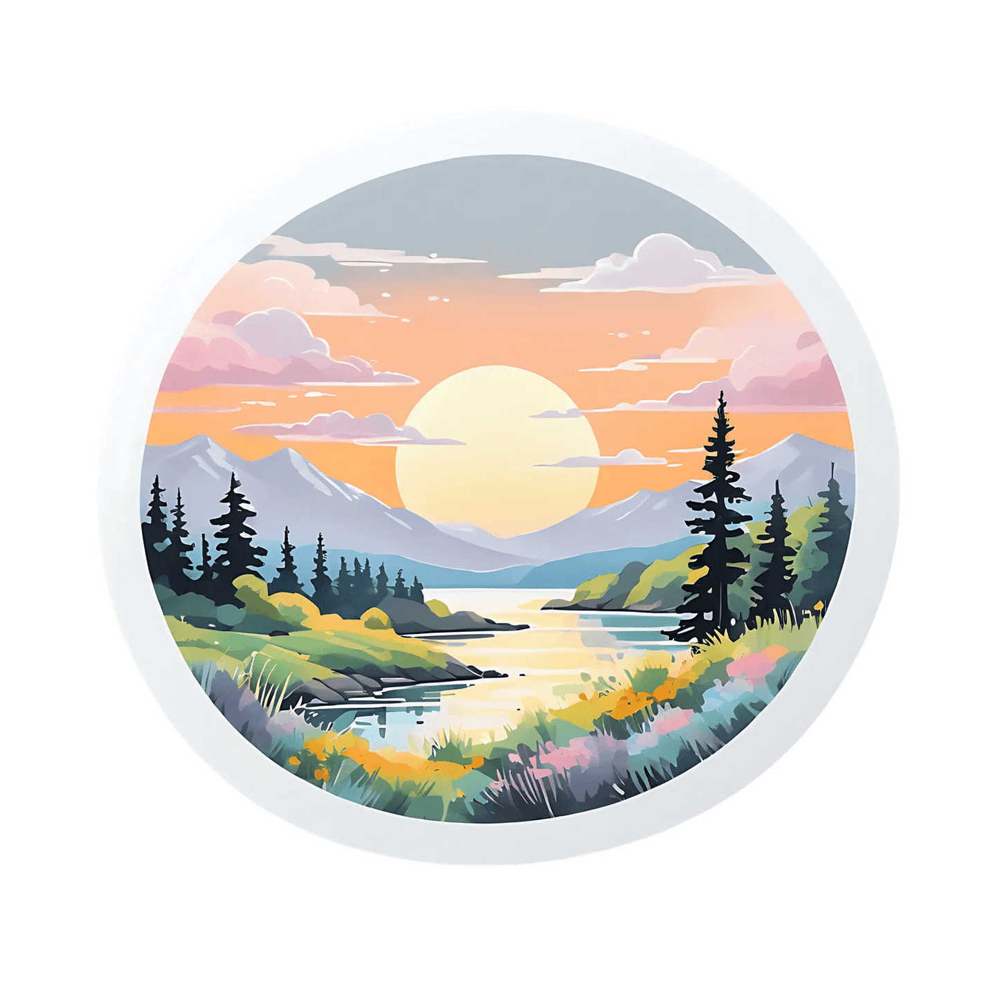 Sunset Scenery Sticker - Vibrant UV DTF - Heat Press Transfer