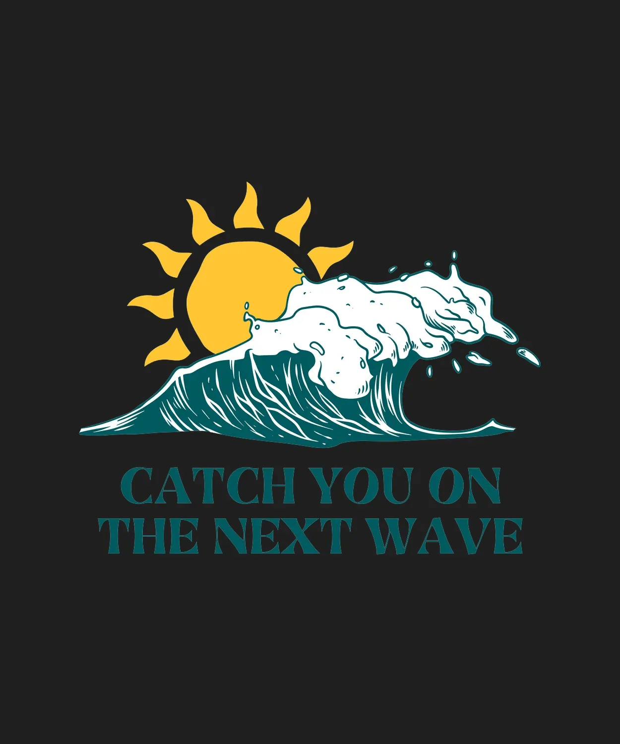 Surf Wave Sun - DTF Ready to Press (black_bg)