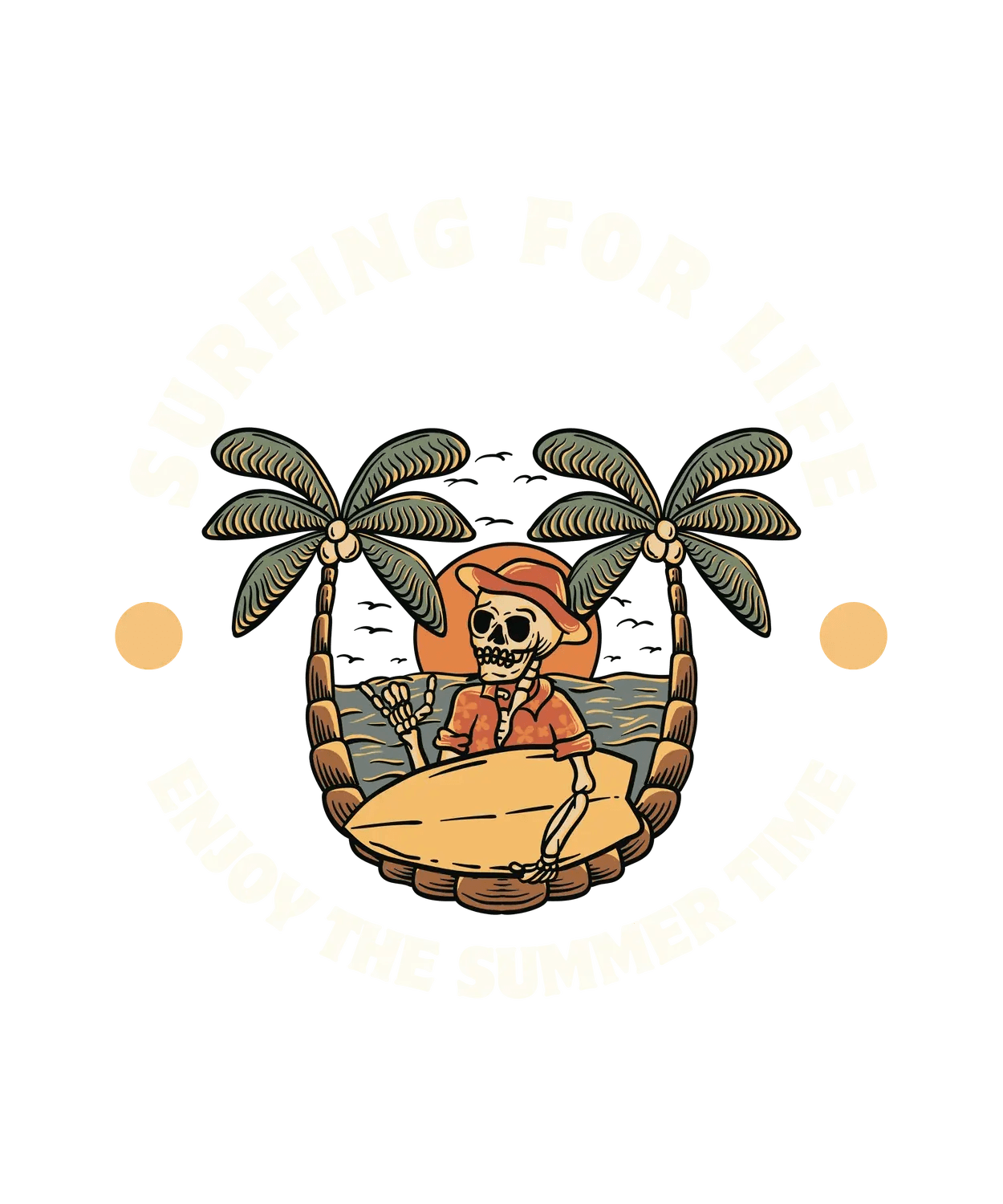 Surfing Skeleton - DTF Ready to Press - Heat Press Transfer
